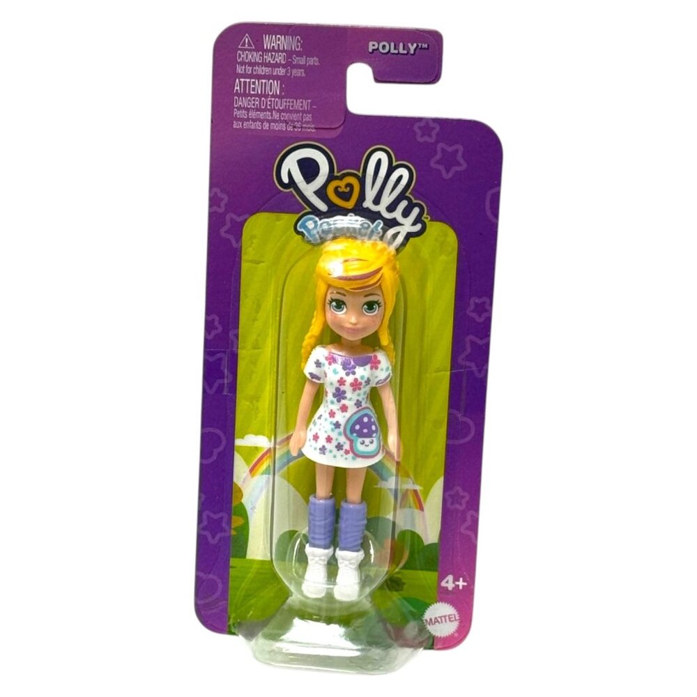 Polly Pocket Polly Doll 3.5 in White Floral Dress JBJ92 Mattel 2024‎ New